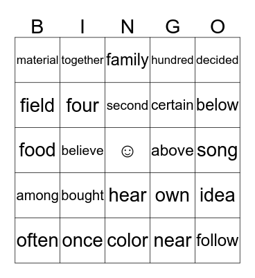 BINGO Card