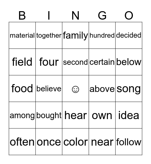 BINGO Card