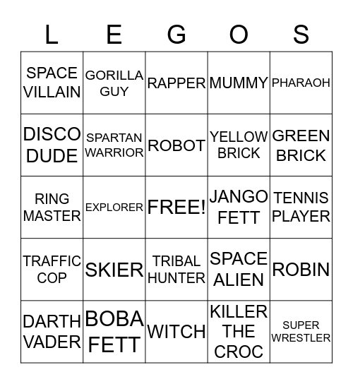 LEGOS BINGO Card