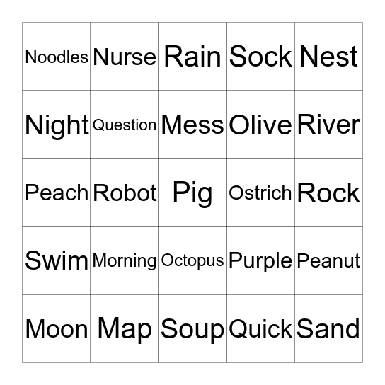 Review M-S Bingo Card