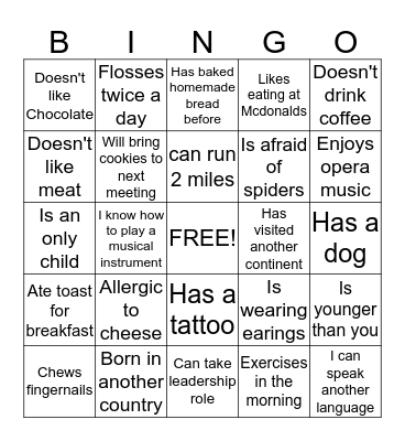 Fellowship BINGO  Bingo Card