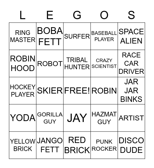 LEGOS BINGO Card