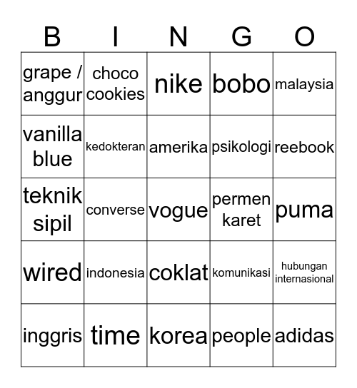 Untitled Bingo Card
