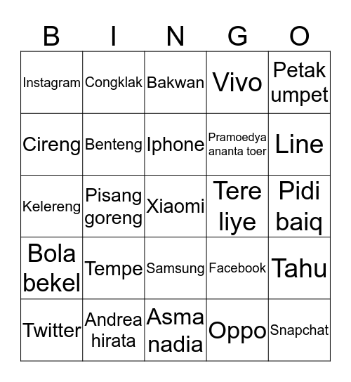 Abizard bingo 2 Bingo Card