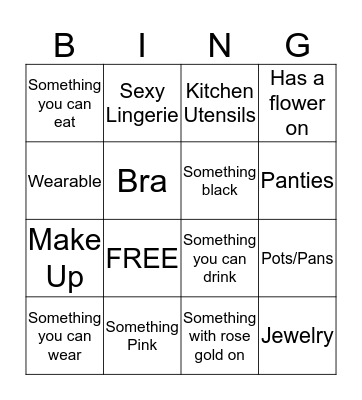 Brides Gift Bingo Card