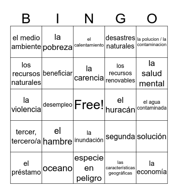 Los desafíos mundiales Bingo Card