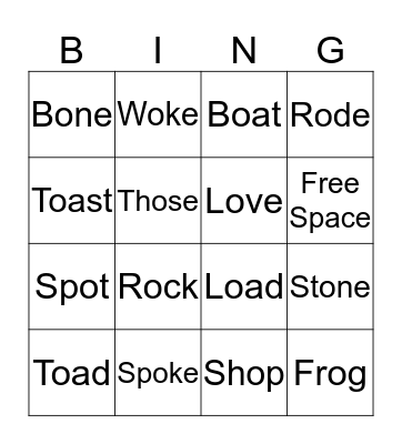 Word Study Bingo Card