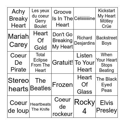 Coeur Bingo Card