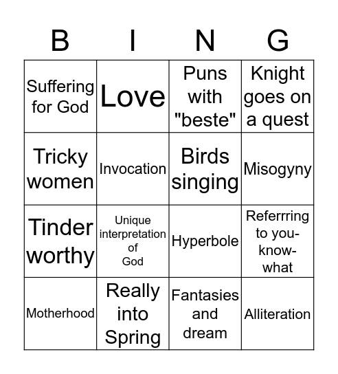 Party in the Middle! Bingo Card