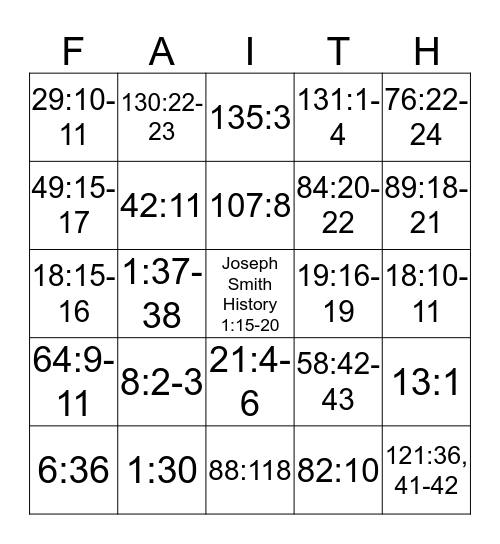 Doctrinal Mastery - Doctrine and Covenants Bingo Card