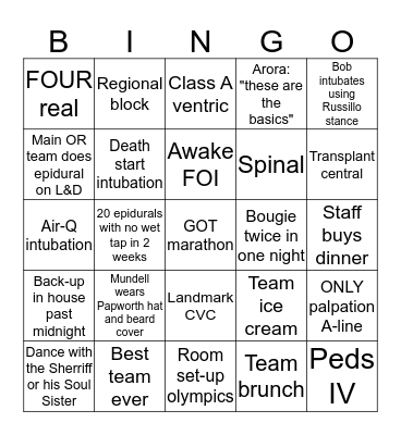 Night team Bingo  Bingo Card