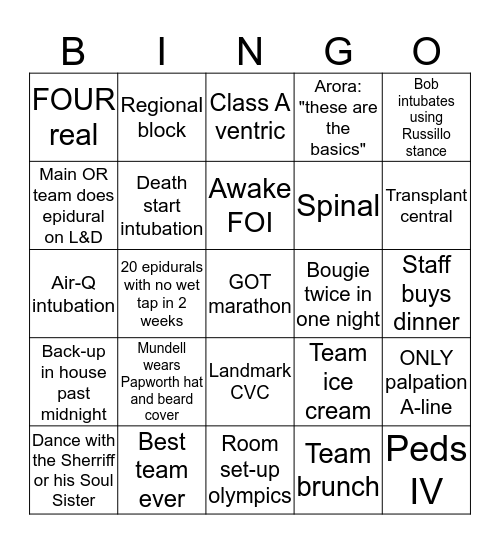 Night team Bingo  Bingo Card