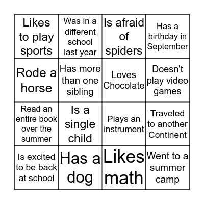 Find someone who.. Bingo Card