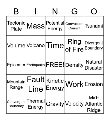 Science Bingo Card