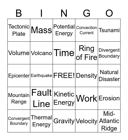 Science Bingo Card