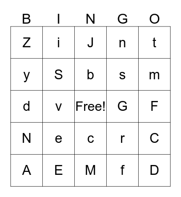 Alphabet Bingo Card