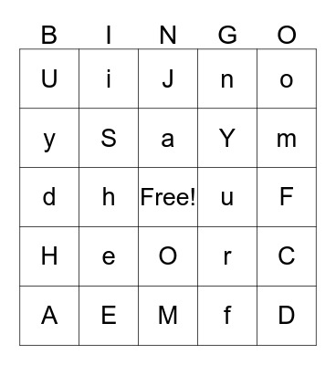 Alphabet Bingo Card