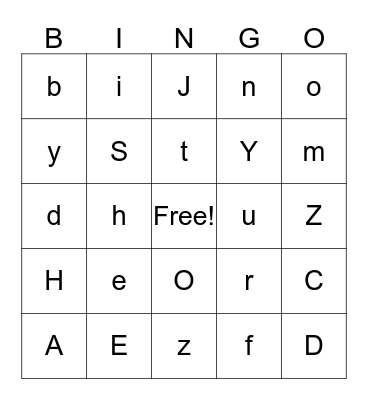 Alphabet Bingo Card