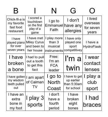 FCA 2  Bingo Card