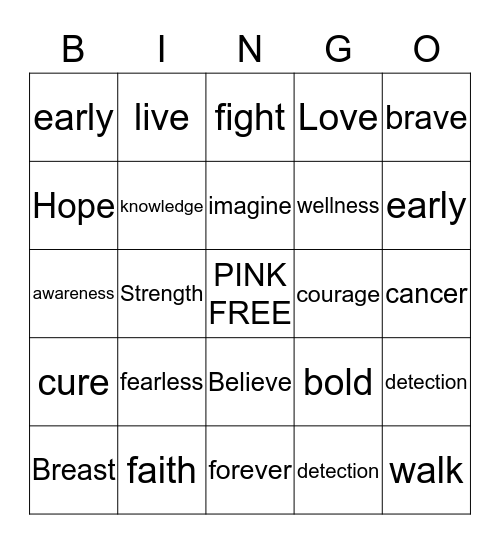 Wellness PINK  Bingo Card