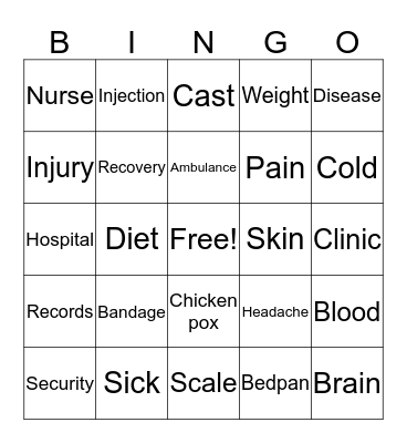 NURSE BINGO Card