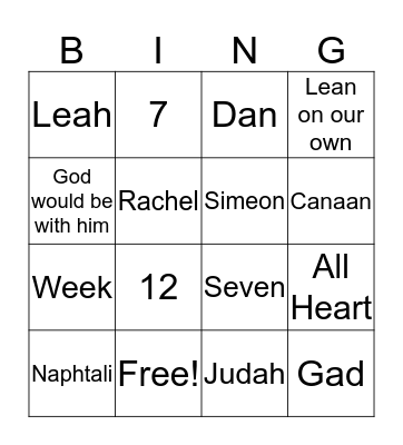 Jacob's Family Grows Bingo Card