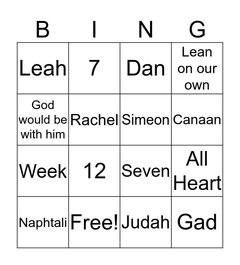 Jacob's Family Grows Bingo Card