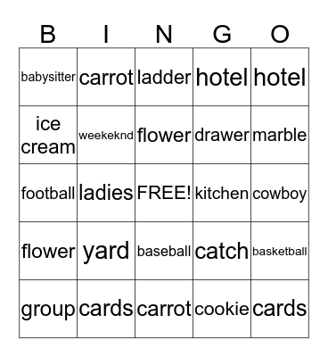 Spelling Bingo Card