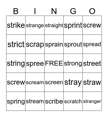 Strawberry Bingo Card