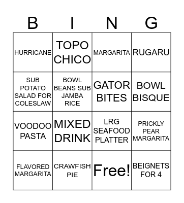 THE LOST CAJUN Bingo Card