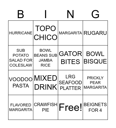 THE LOST CAJUN Bingo Card