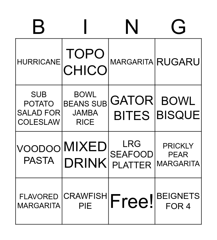 THE LOST CAJUN Bingo Card