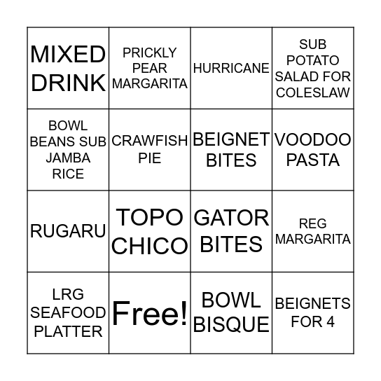 THE LOST CAJUN Bingo Card