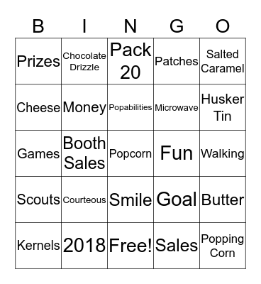 Popcorn Bingo Card