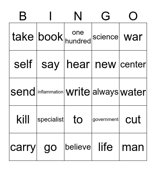 Stems Bingo List #2 Definitions Bingo Card