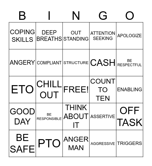 LIFE SKILLS Bingo Card