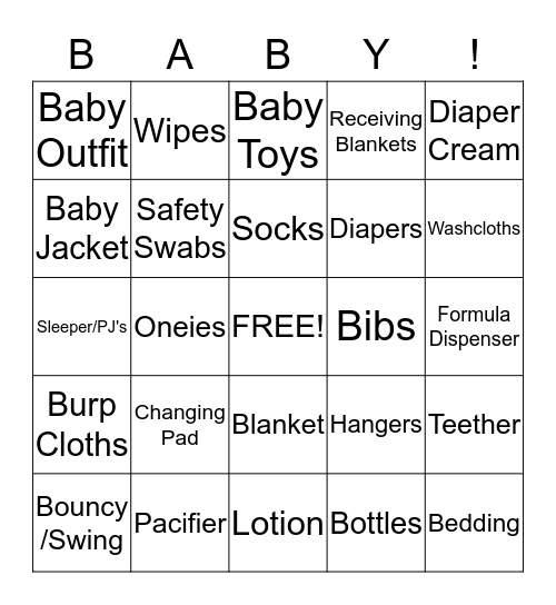 What did Baby Estopare GET???  Bingo Card
