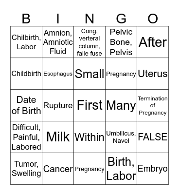 MI Chapter 9 Bingo Card