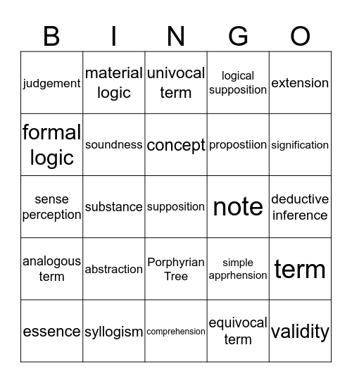 Logic Bingo Card