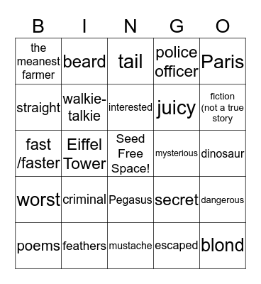 SEED SM4b Vocabulary Units 5-6 Week 2 Bingo Card