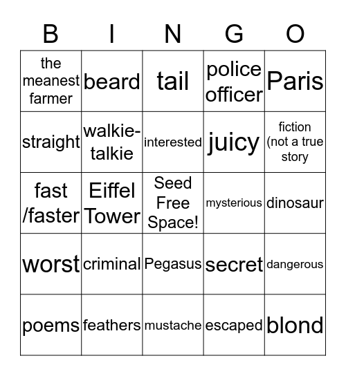 SEED SM4b Vocabulary Units 5-6 Week 2 Bingo Card