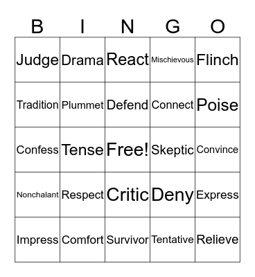 Vocab Review Bingo Card
