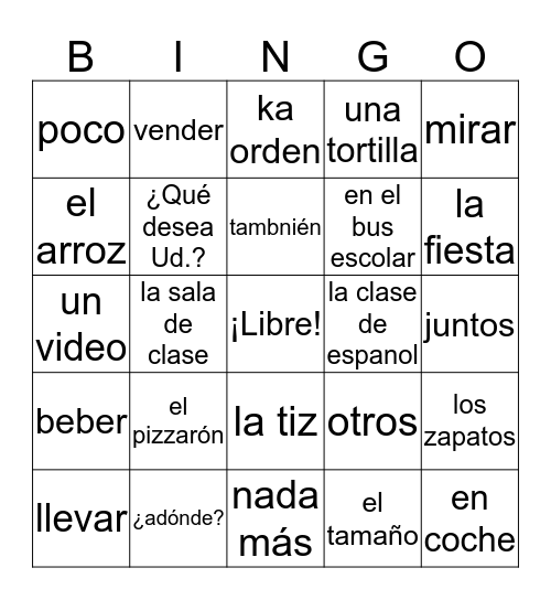 LOS MATERIALES ESCOLARES Bingo Card