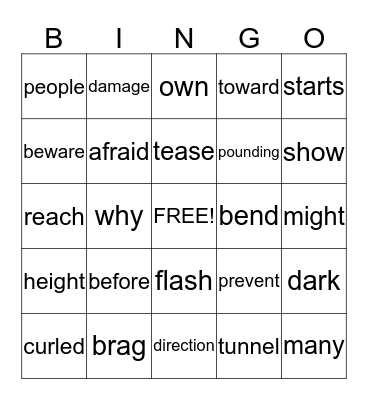 Super Storms/How Chipmunk Got His Stripes Bingo Card
