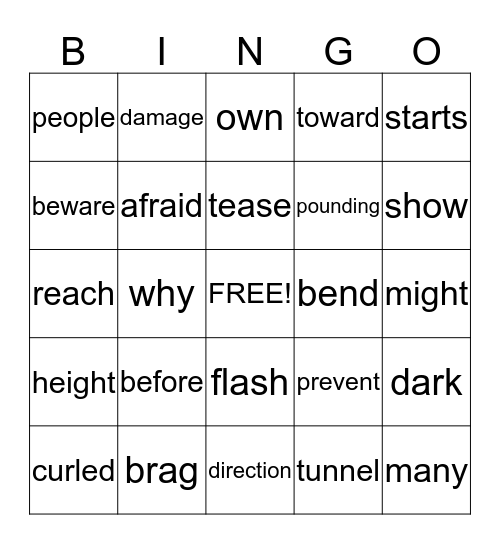 Super Storms/How Chipmunk Got His Stripes Bingo Card