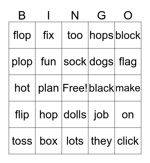 1.4 HFW/short o Bingo Card