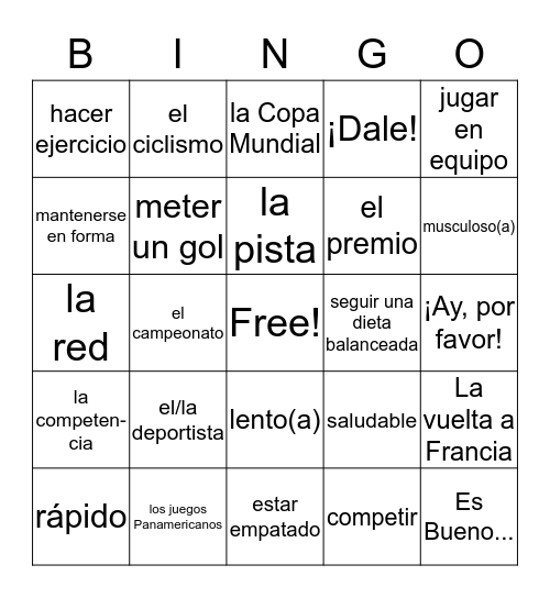 La Copa Mundial E-2, U2,L1 Bingo Card