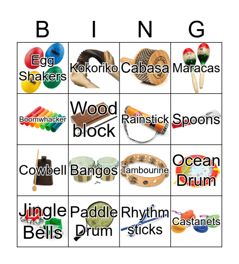 Music Instrument Bingo Card