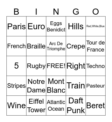France Bingo Card