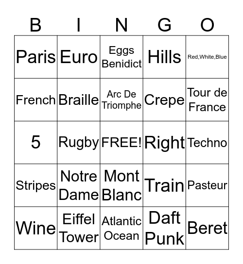 France Bingo Card